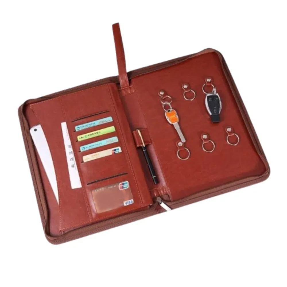 PU Leather A4 File Folder with Zipper A4 Document Folder  For Office School Supplies