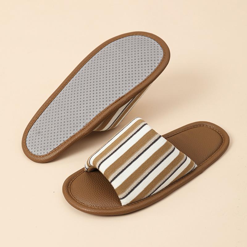 Ultra-thin sole leather linen slippers Japanese casual comfortable breathable spring and summer soft sole silent silent home shoes