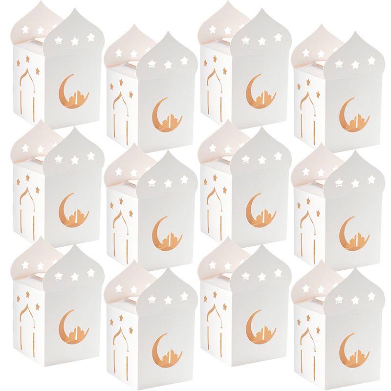 

5-20 шт. Коробки для цукерок Ід Мубарак Порожні Зірка Місяць Коробка для пакування подарунків з печивом Рамадан Ісламська Мусульманська Вечірка Декоративні Приладдя 5pcs білий