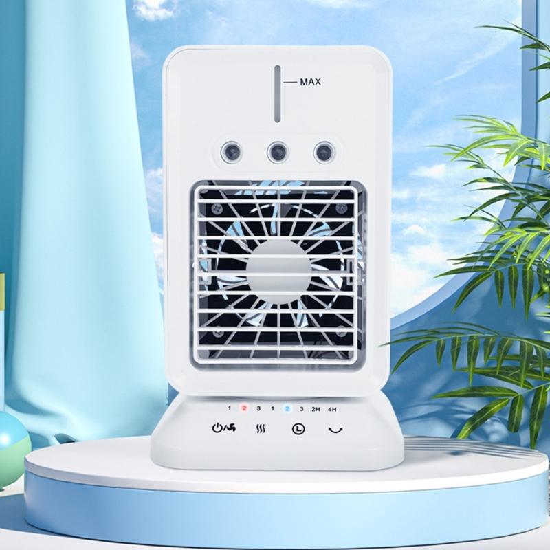 Usb Rechargeable Air Conditioner with 300ML Water Tank Portable Desktop Mist Cooling Fan for Home Dorm or Office Use