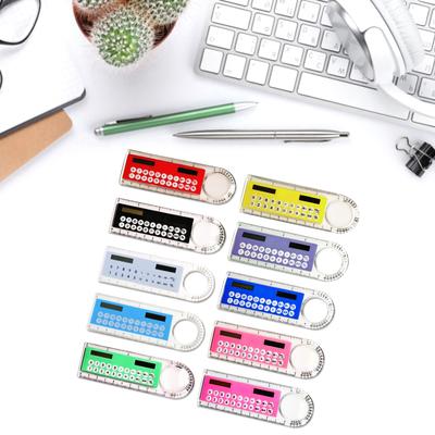 2PCS Multifunctional Calculator 4-in-1 Designed Solar Calculator with Ruler Magnifier and Protractor Gift for Student