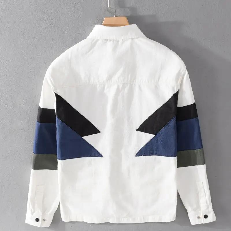 Autumn Winter Men's Color-blocked Casual Trendy Shirt Patchwork Fashion Tops Loose Blouse Man Button Long Sleeve Male Clothes