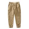 Men's Summer Straight-Leg Ramie Casual Pants, Japanese Retro Loose-Fitting Breathable Cotton-Linen Cropped Pants