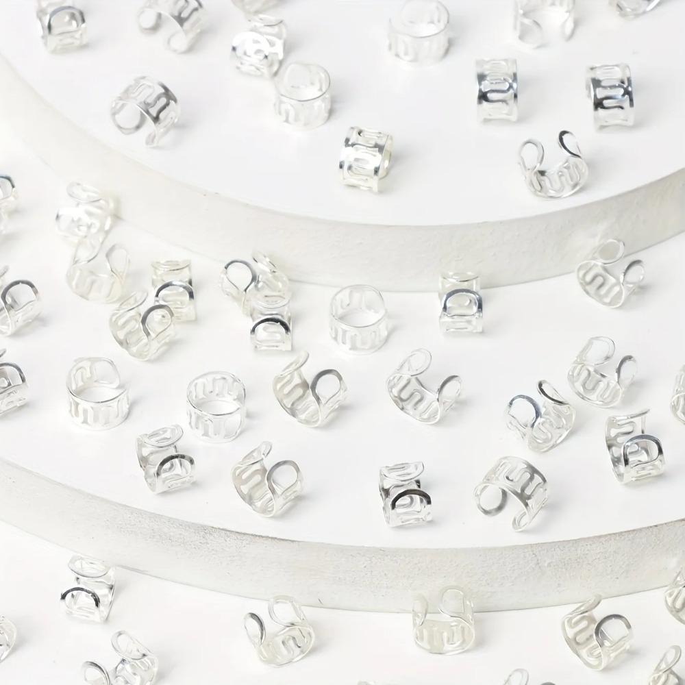 40pcs Hair Braiding Dreadlocks Beads Metal Cuff Clips Hair Braid Tubes Hollow Out Hair Ring  Women