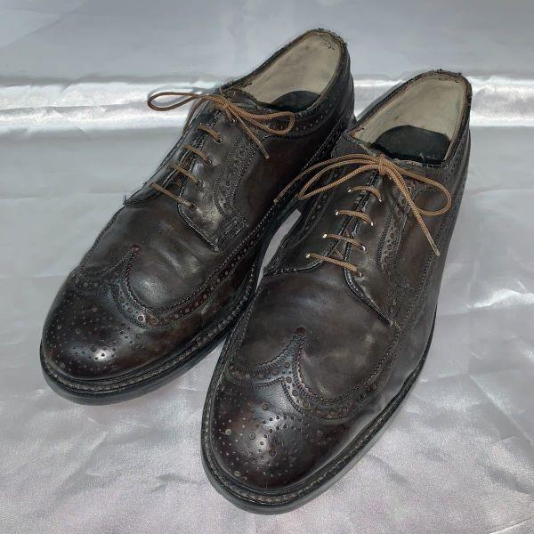 

Vintage 70s-80s All Leather Long Wingtip Dress Shoes Dark Brown 9E 27.0(USED)