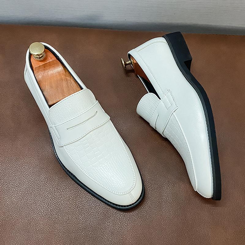 

Fashion Summer Leather Loafers White Wedding Shoes Business Shoes Men s Party Dress Loafers Fashion Social Shoes Light Soft Pea Shoes 47 белый