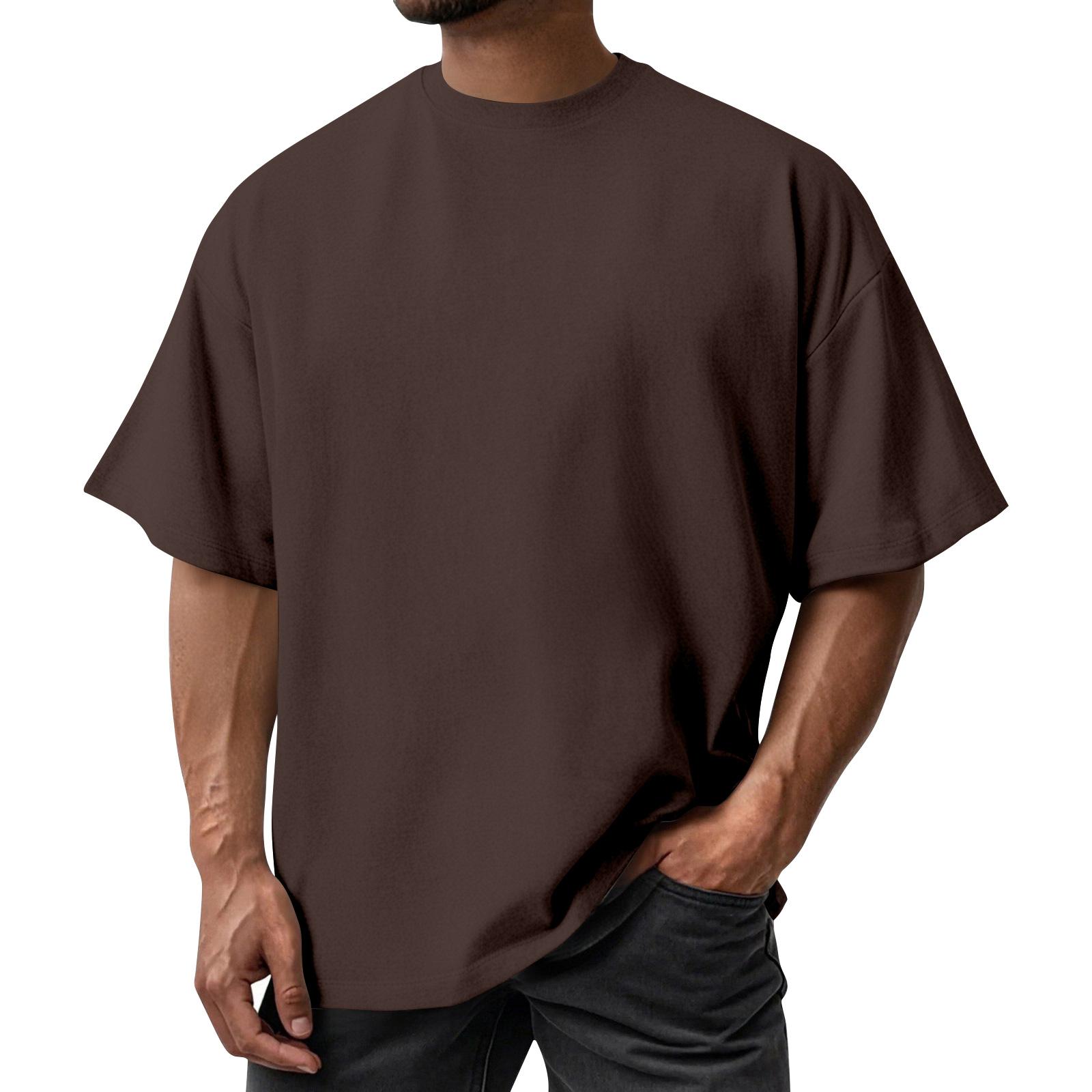 Emilia Heren Zomer Kleur Kwaliteit T-shirt Korte Mouw Ontwerp Driedimensionaal Top L koffie