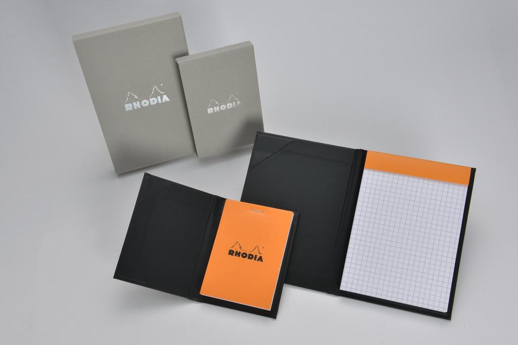 Rhodia Hardcover Notepad No. 16 (A5), Black (Block Rhodia No. 16 with Orange, 80 Sheets, 5mm Grid) RHODIA cf-rdhc16bk