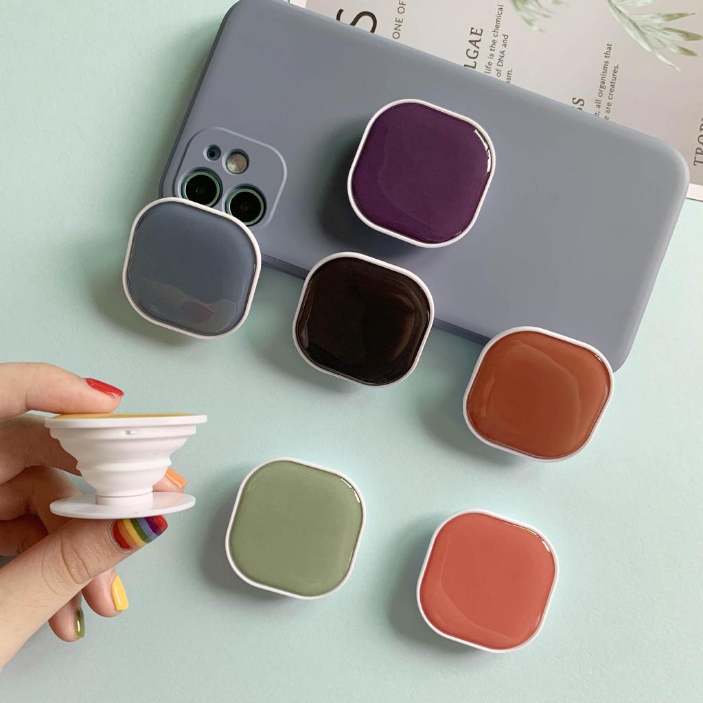 Korean Style Epoxy Telescopic Phone Stand with Airbag and Logo - Creative Solid Color Series Gift.