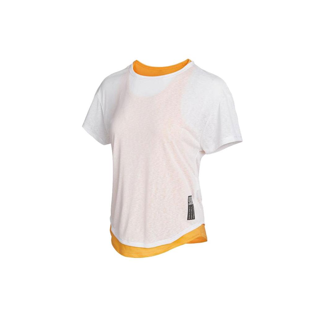 Adidas Two-In-One Running Sports Vest And Short Sleeve T-Shirt Women Tops White H32565