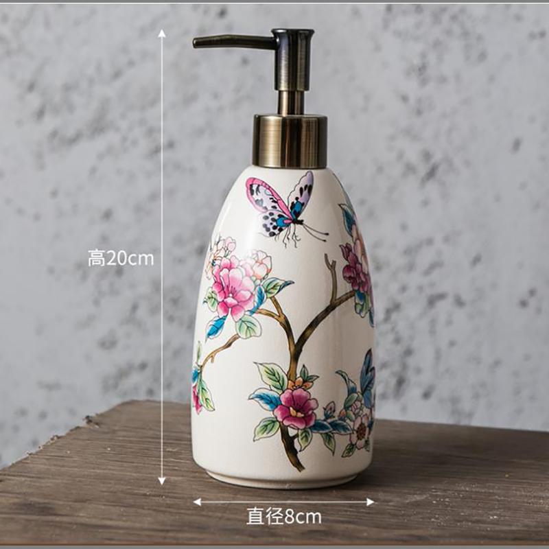 300ML Vintage Ceramic Lotion Bottle Creative Flower Soap Dispenser Household Shampoo Shower Gel Makeup Remover Storage Bottle