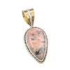Natural Rhodonite Gemstone 925 Solid Sterling Silver Two Tone Pendant 1.50" S0O84