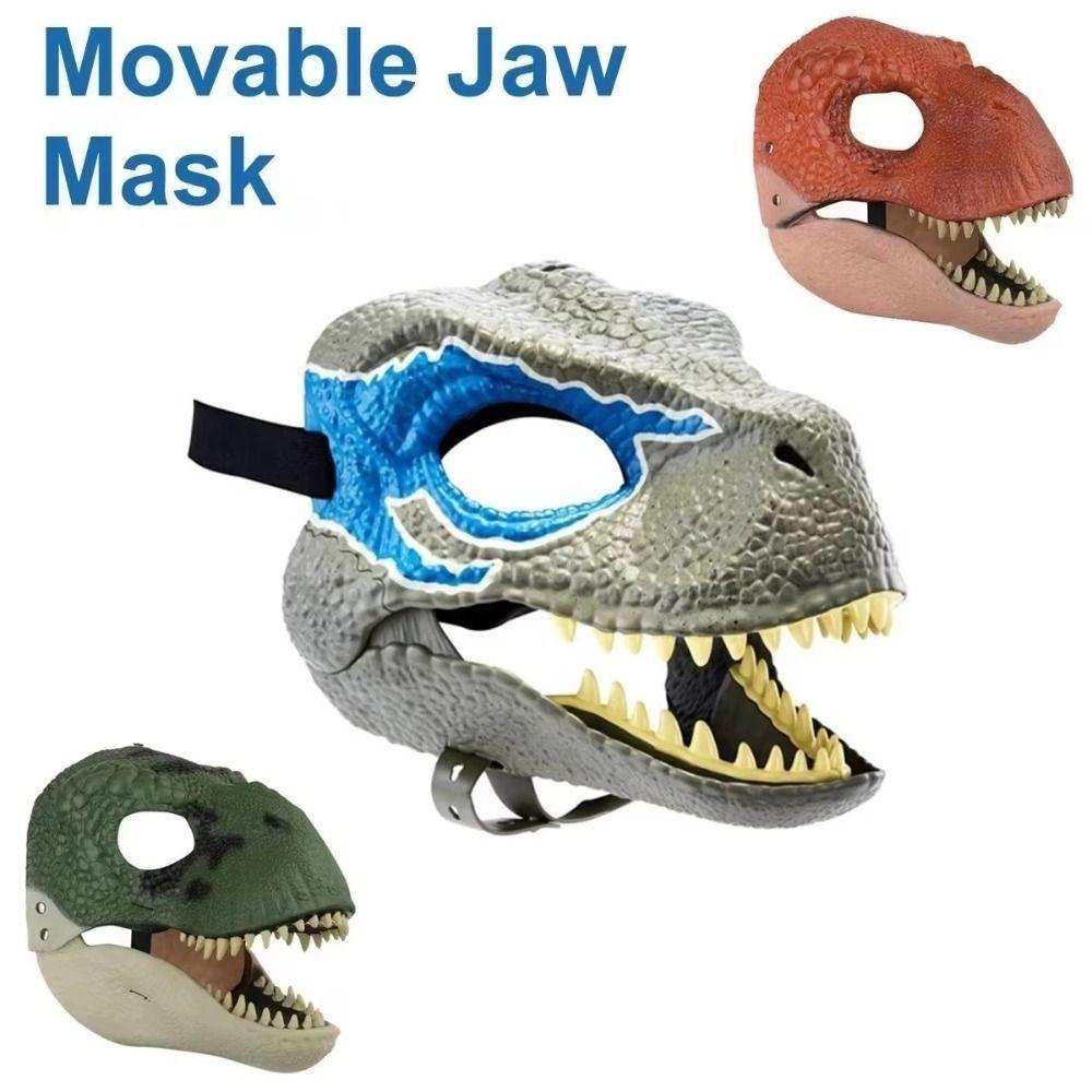 Moving Jaw Halloween Dinosaur Mask Cosplay Props Raptor Dino Mask Dinosaur Headgear  Gifts