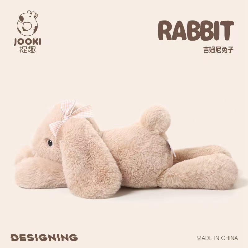 Peluche Lapin Timide 35cm Mignon Animal en Peluche Dessin Animé Oreiller Poupée Douce Cadeau d'Anniversaire Pour Enfants