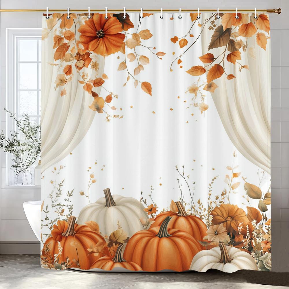 Watercolor Purple Flowers And Butterflies Printed Shower Curtain, Bathroom Curtain, Home Decoration Curtain With Hooks
