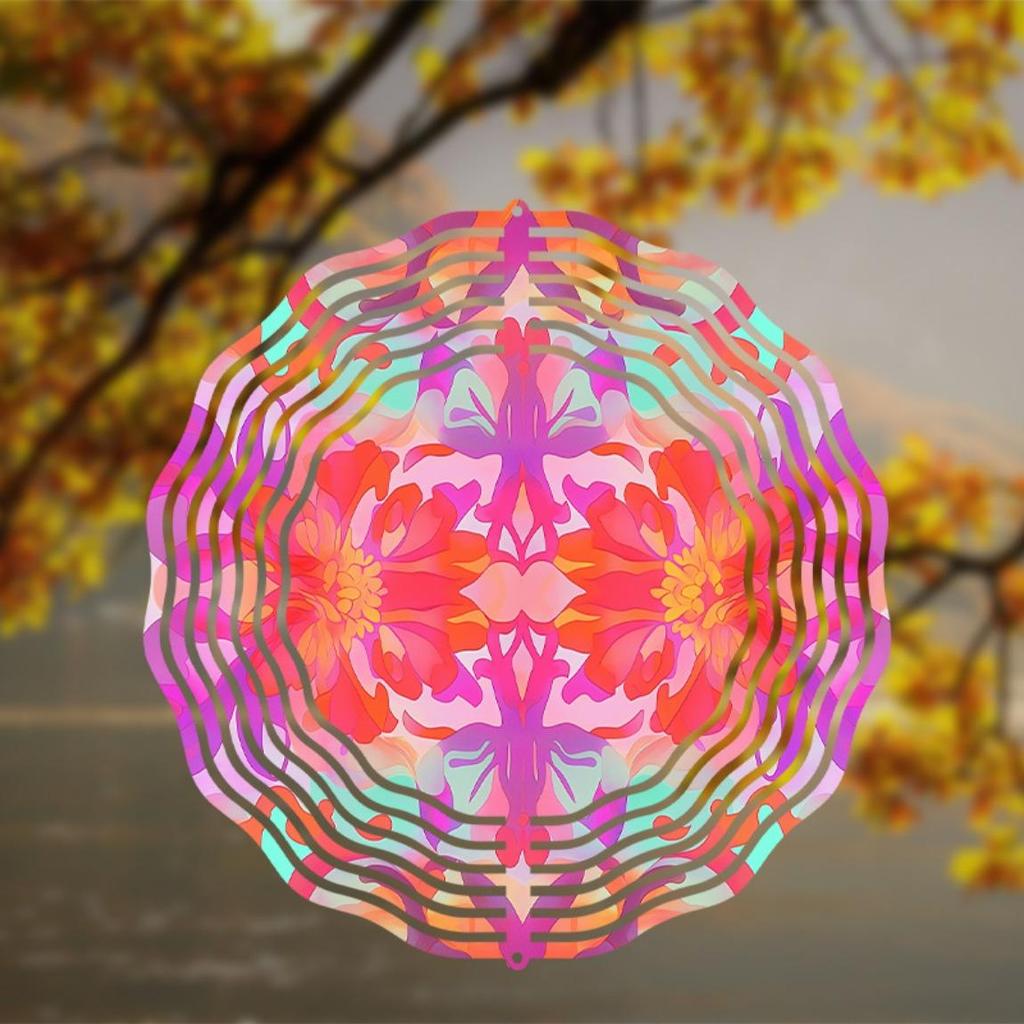 10 Inch Bohemian Mandala Wind Chime Metal Spinning Design No Battery Needed for Outdoor Garden Decor and Animal Lovers