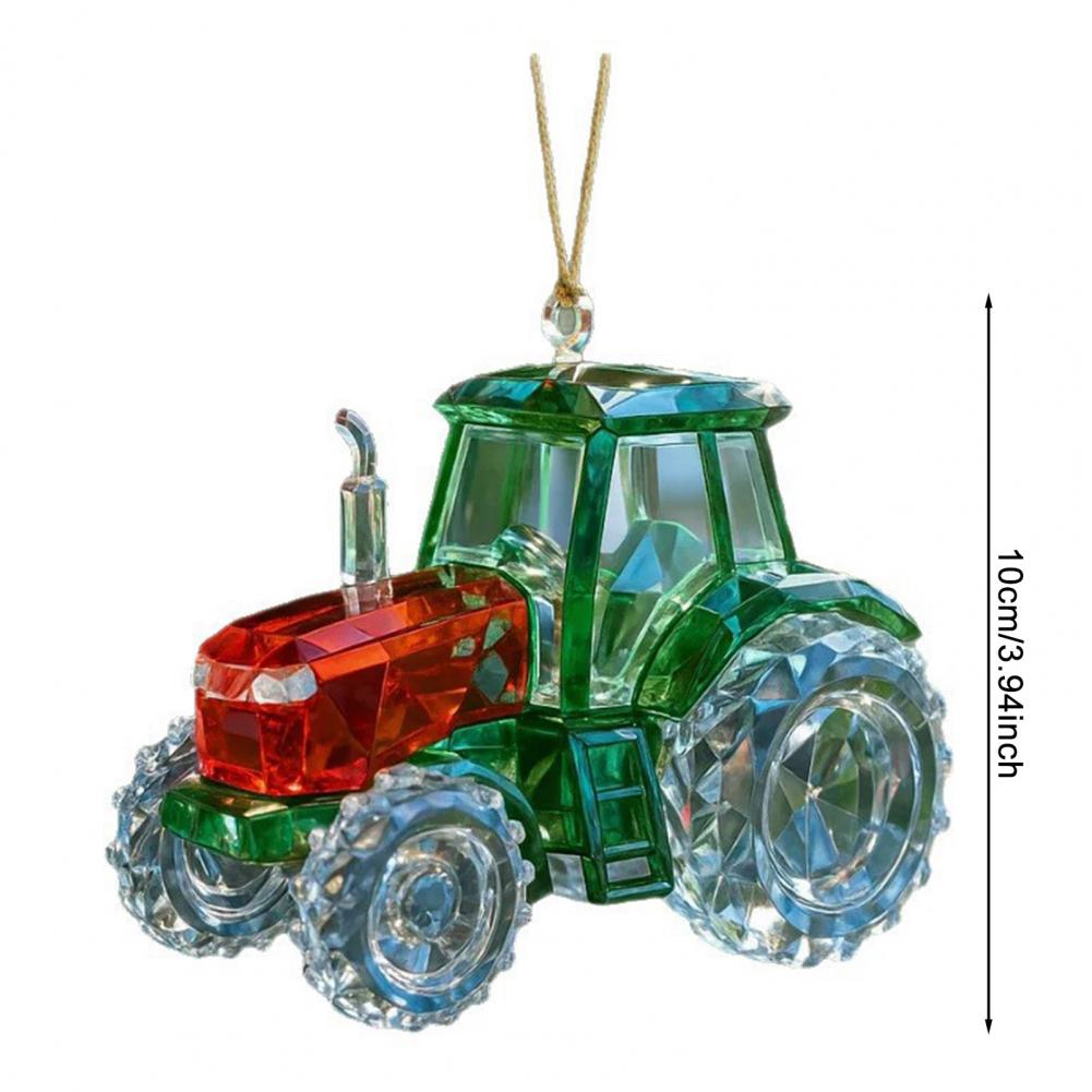 Faux Crystal Construction Truck Ornament Christmas Tree Colorful 2D Flat Acrylic Construction Vehicle Hanging Decoration Pendant
