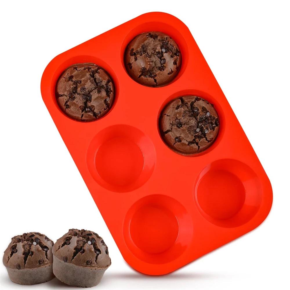1/2pcs Silicone Jumbo Muffin Pan 6 Cup Giant Silicone Cupcake Pan/Cup Deep Popover Pan Large Muffin Pans Baking Cheesecake Bites