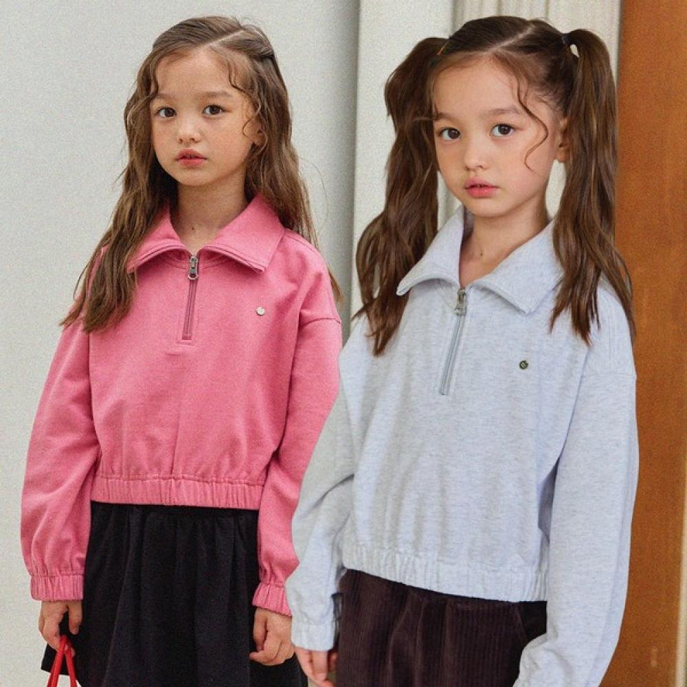 

Olivan Simple Logo Half Zip Up Crop Sweatshirt 2color Pink/110