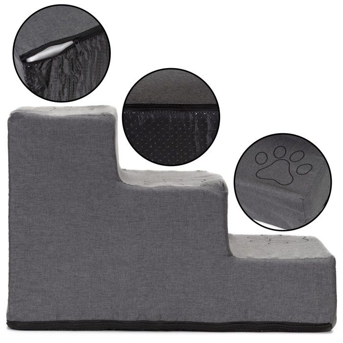 Escalier pour chiens et chats - SPRINGOS - 3 Marches PA03 - Antidérapant - Mousse haute densité 30D - Charge 25 kg