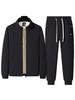 Men's Warm Winter Two-Piece Set: Stand-Collar Lambswool Fleece Jacket and Casual Pants.