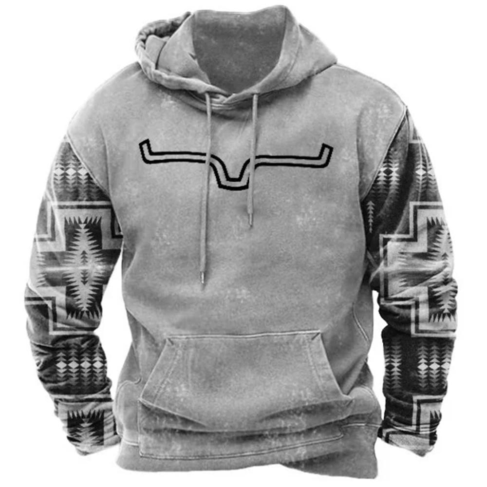 Vintage Contrasting Yellowstone Graphic 3d Print Hoodie Autumn Long Sleeve Man Hooded Sweatshirt Oversized Men Hoodies