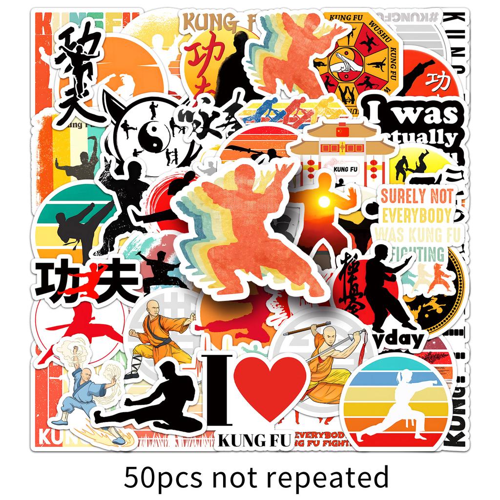 50 Kung Fu Graffiti Stickers Personalized Cool Chinese Style Decorative Mobile Phone Case Suitcase Stickers