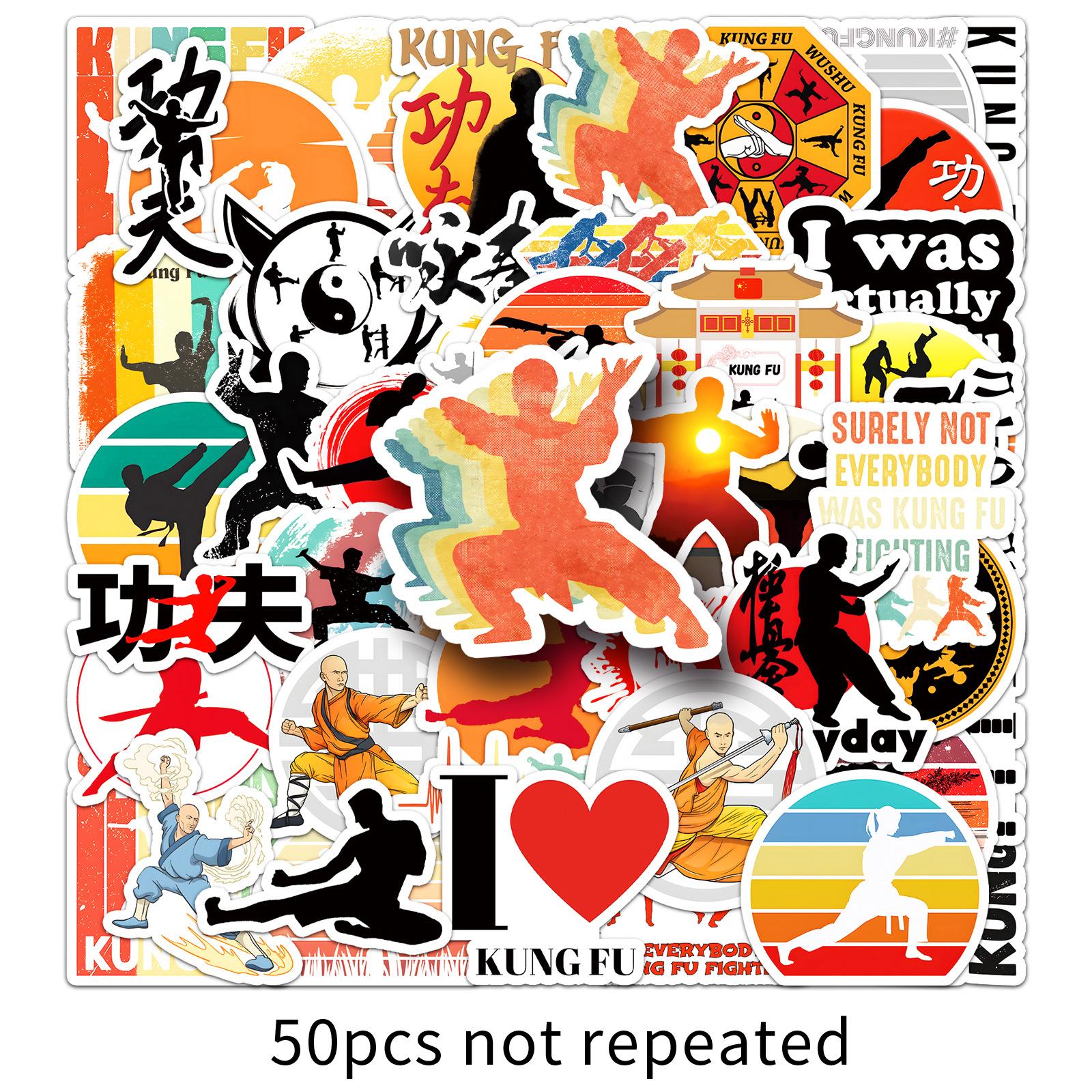 

50 наклеек граффити в стиле кунг-фу, персонализированные, крутые, в китайском стиле, декоративные наклейки для чехла мобильного телефона, чемодана