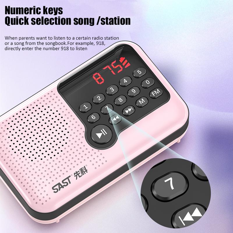 Mini FM Radio Portable LCD Display Radio Speaker USB TF Card MP3 Music Player Support Time Display Power-off Memory Headset Play