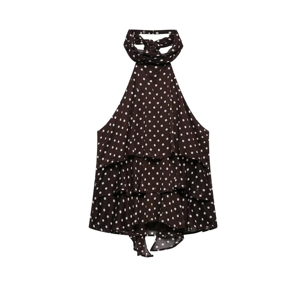 European and American Style, New Women's Clothing, Versatile Polka Dot Laminated Decorative Neck Collar Top 1165/116
