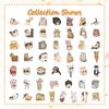 50 Pieces of Hand-drawn Cat Expression Stickers, Waterproof PVC Self-adhesive Stickers for Notebooks and Water Bottles