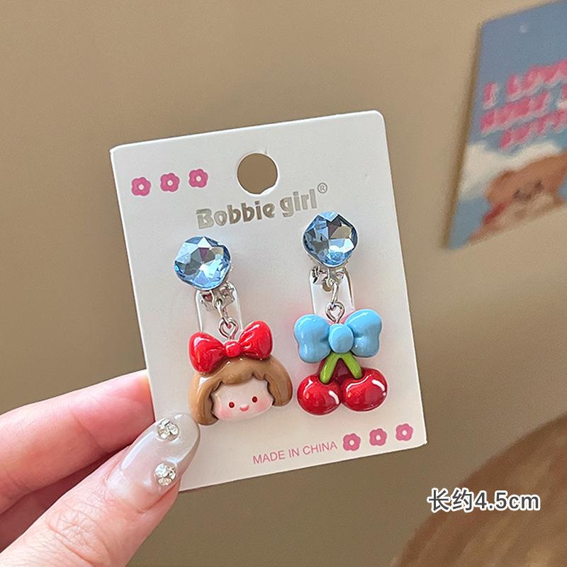 Children'S Ear-Free Ear Clips, Cute Girls' Pain-Free Earrings, Earrings, Cartoon Cartoon Girl Earrings, Jewelry.