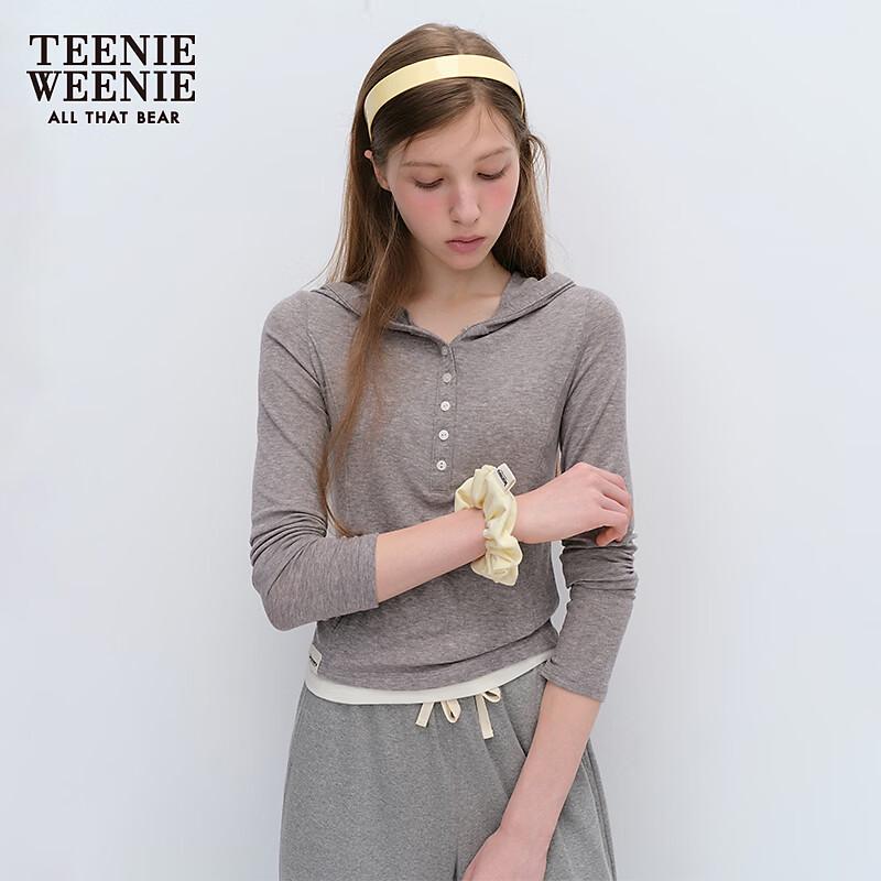 Teenie Weenie Little Bear Letter Hooded Long Sleeve T-Shirt