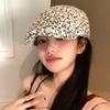 Flat Leopard Print Beret Rhinestone Leopard Newsboy Cap Cool Painter Cap  Streetwear