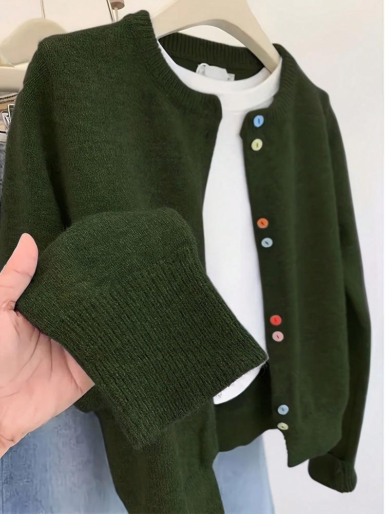 2025 Women's European & American Color Block Button Sweater