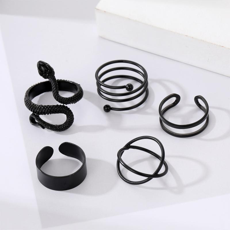 Vintage Snake Shape Ring For Girls Dark Lolita Style Simple Rings Set Jewelry Gifts For Women