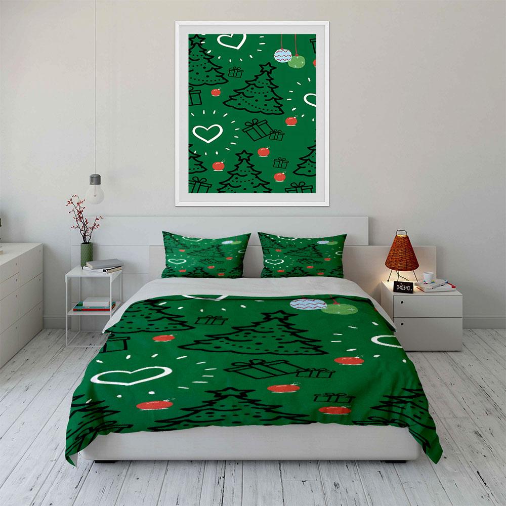 Festive evergreen dreams Bedding sets Duvet cover sets Duvet covers Pillowcases(1*Duvet Cover 2*Pillowcases without duvet insert)