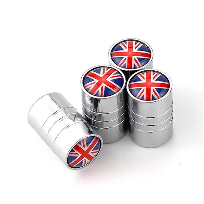 4Pcs UK England British Flag Bike Moto Car Wheel Tires Valve Caps Cover For Vauxhall Mini Cooper Ford Kia Hyundai VW Accesories