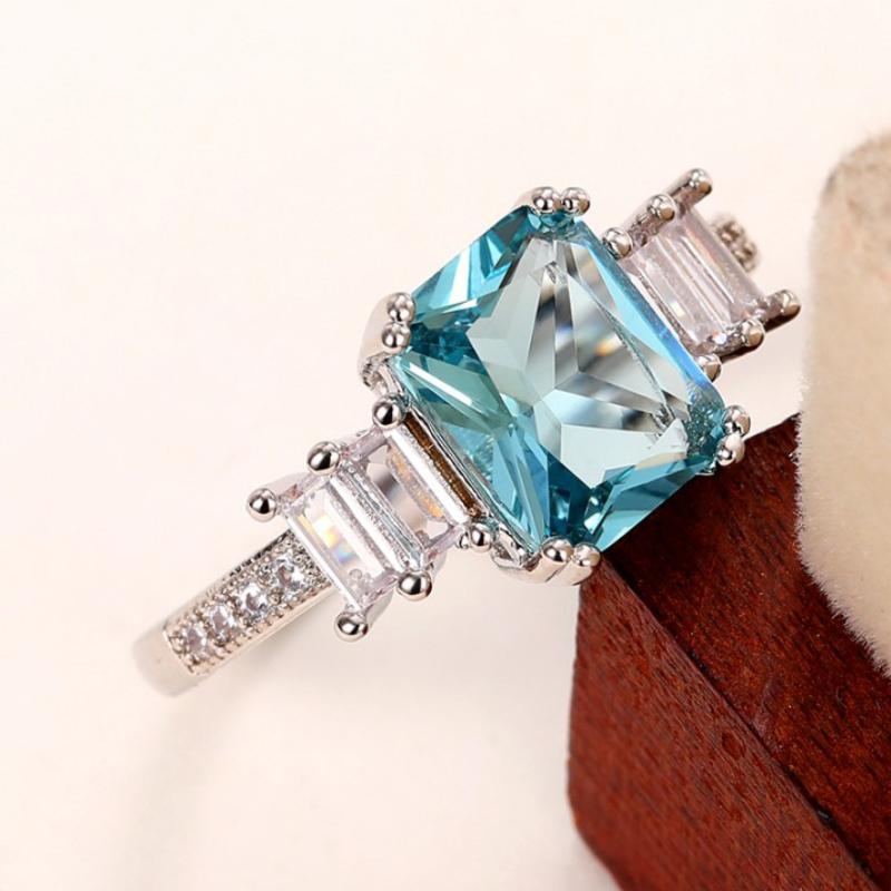 

CAOSHI Trendy Young Lady Finger Ring with Blue Crystal Fashion Design Engagement Accessories Stylish Women Wedding Party Zircon 6