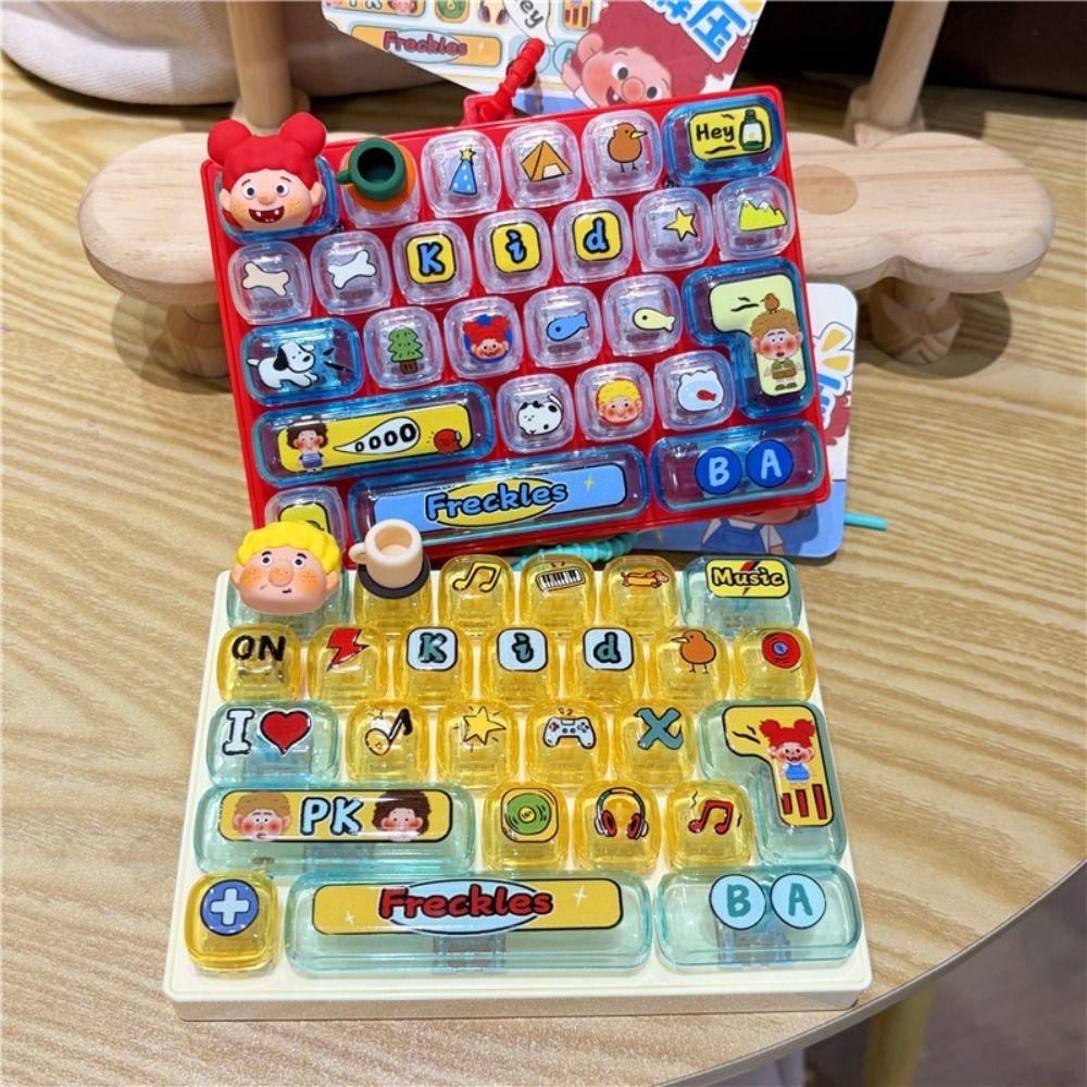 26-key Stress Relief Decompression Toy Clear Key Sounds Keyboard Toy Press Button Toy  Bag Pendant