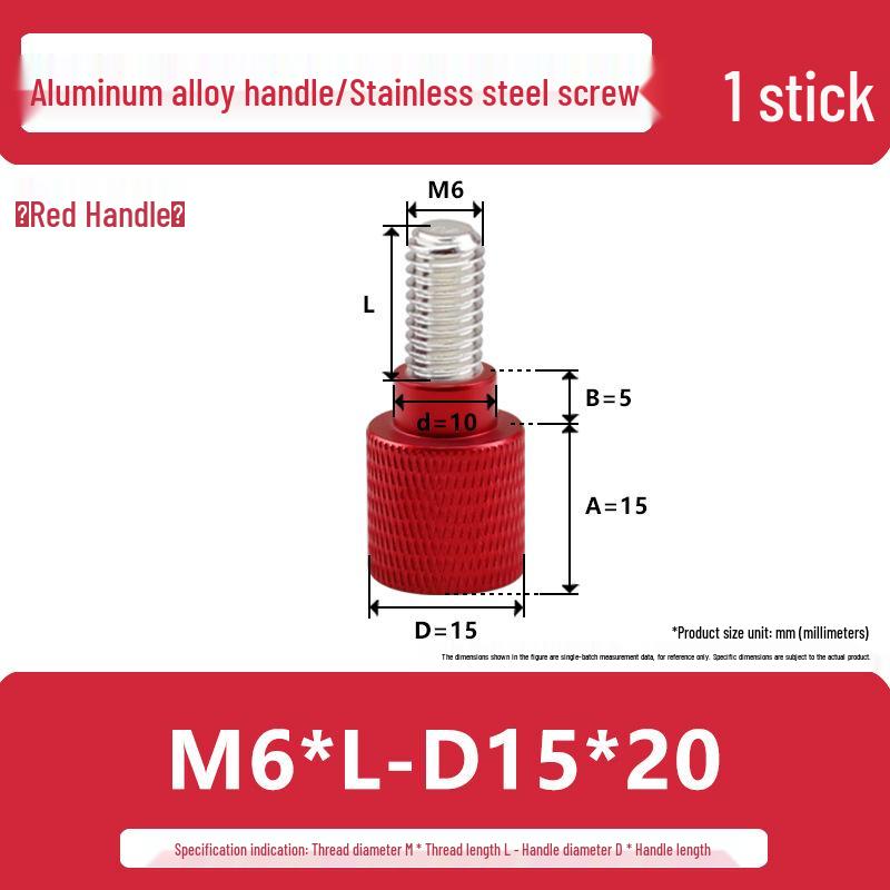 M6 Aluminum Alloy Knurled Hand Tightening Screw Bolt with Stainless Steel Handle