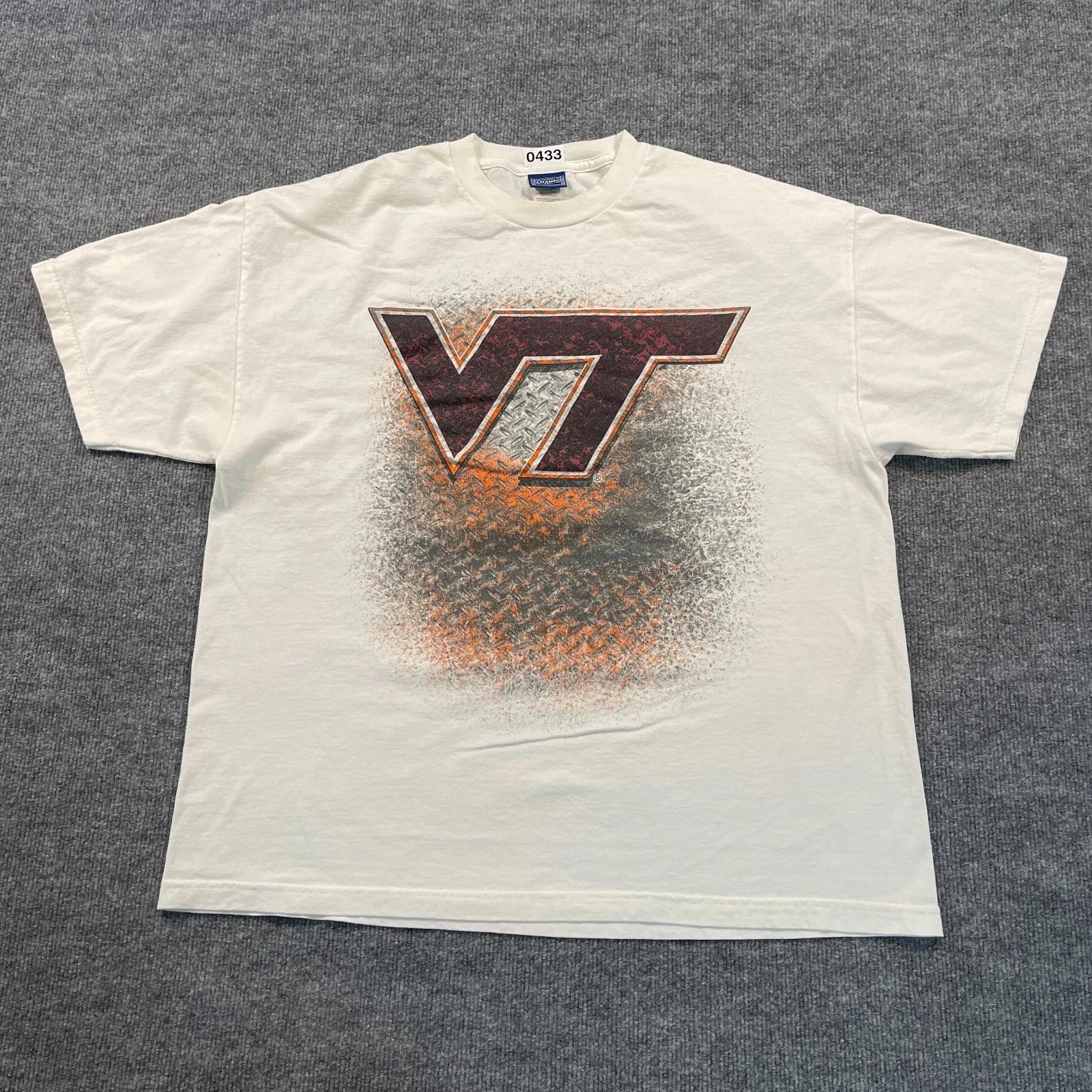 

Vintage 90s Champs Virginia Tech Hookies Shirt XL 25x29 White S