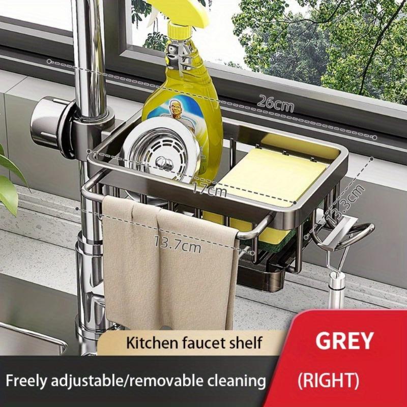 1PC Kitchen Space Aluminum Sink Drain Rack Sponge Storage Faucet Holder Soap Drainer Pan Basket Organizer Bathroom Accessories