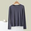 Women's Crew Neck Long Sleeve Tee Slim Fit Commuter Casual Top Solid Rayon Spandex Summer Undershirt Basic Layering Shirt