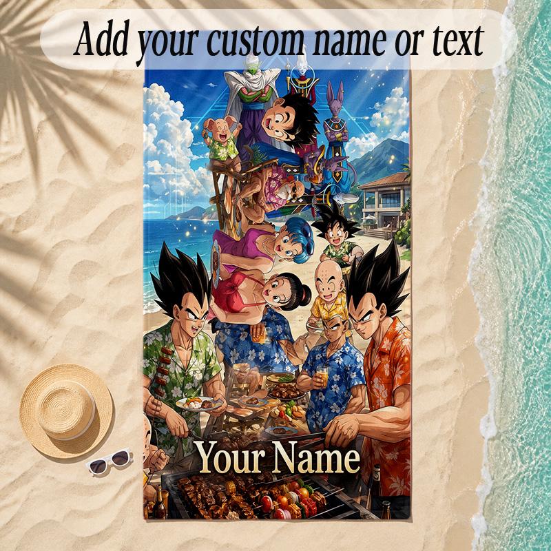Beach TowelDragon Ball Custom Name Text Personalized Soft Towel for Beach Pool Indoor Home Decor Gift