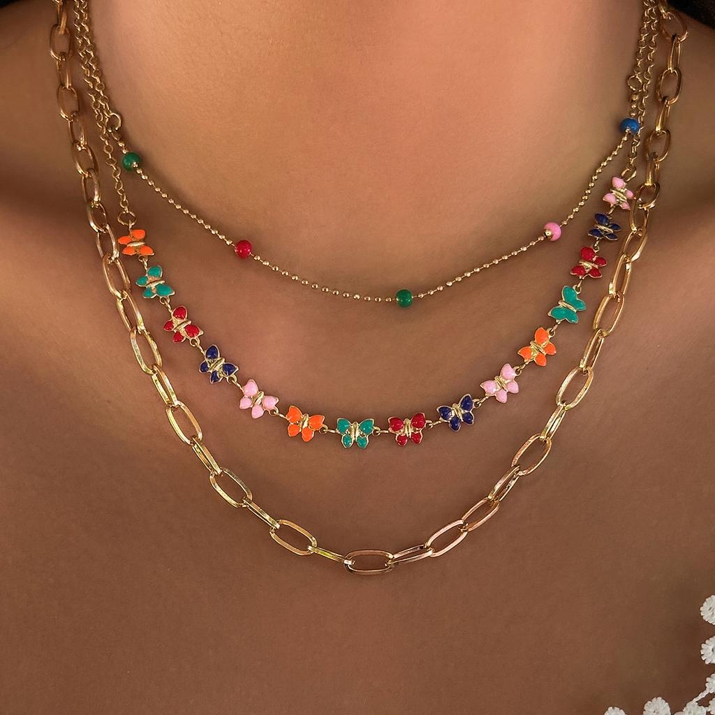 Accessories Colorful Dopamine Necklace Women, Sweet Cool Spice Girls Wind Heart-Shaped Star Set Oil Drop Cover