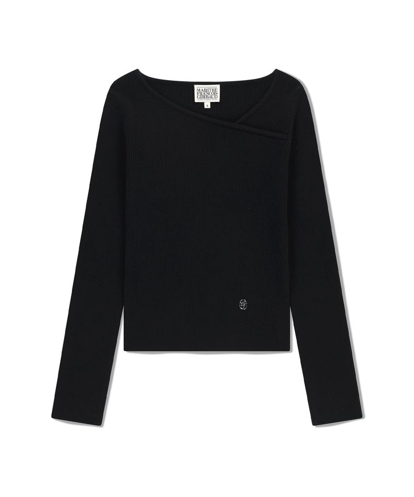 Malittepeulangsowajeobeo W Circle Logo Neck Point Knit Black