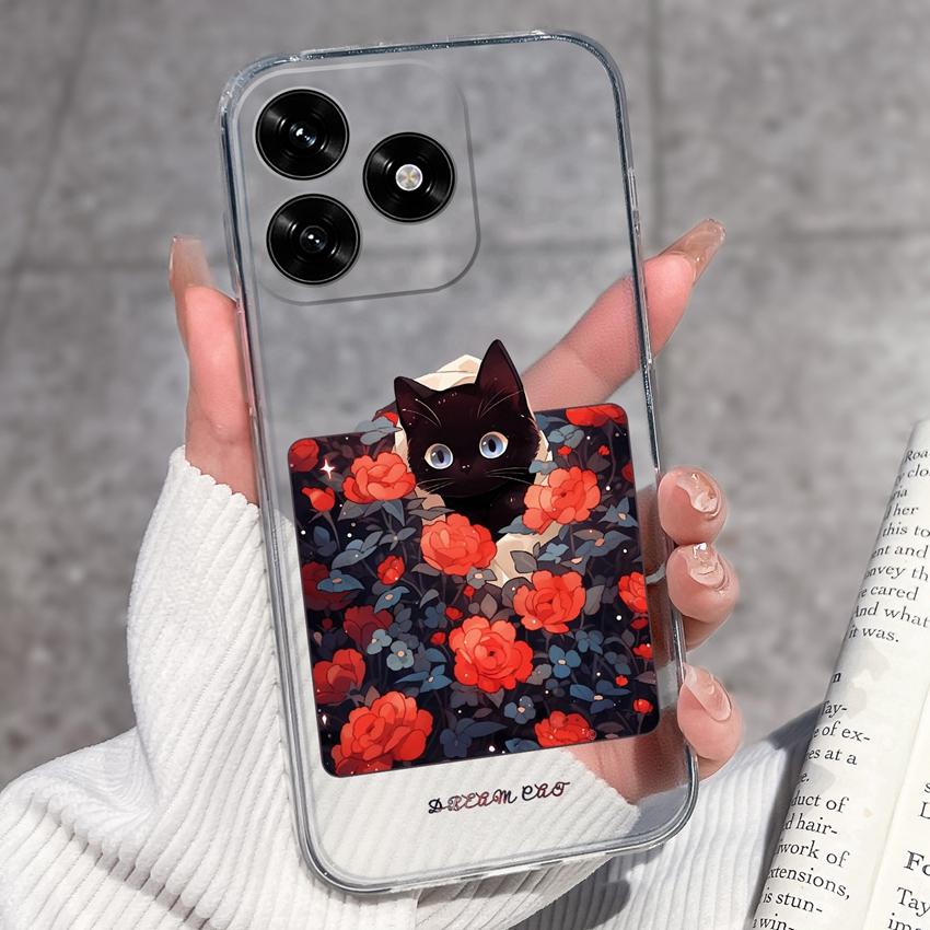 Für Honor X5c Plus X6a X7a X8a 10i 20 20i 50 Pro Lite Hülle Schwarz Kleine Liebesherz-Muster Weich Ultra Dünn TPU Anti-Rutsch Schale Für Honor Handyhüllen