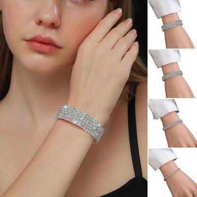 Damen Armband Mehrreihig Funkelnde Strasssteine Armband Wasserdicht Nickelfrei Handgelenkschmuck Minimalistisches Design Vielseitiges Armband Schmuck