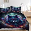 3pcs Psychedelic Journey Wolf Printed Quilt Set - Soft and Comfortable Quilt Cover for Bedroom, Guest Room and Dormitory